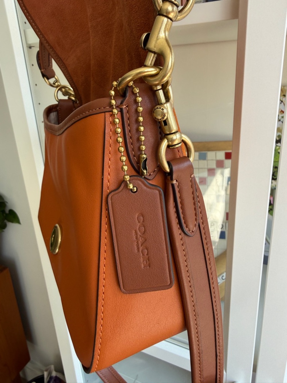 Coach Tabby Shoulder Bag in Orange and Brown with Gold Hardware - Picture 8 of 9